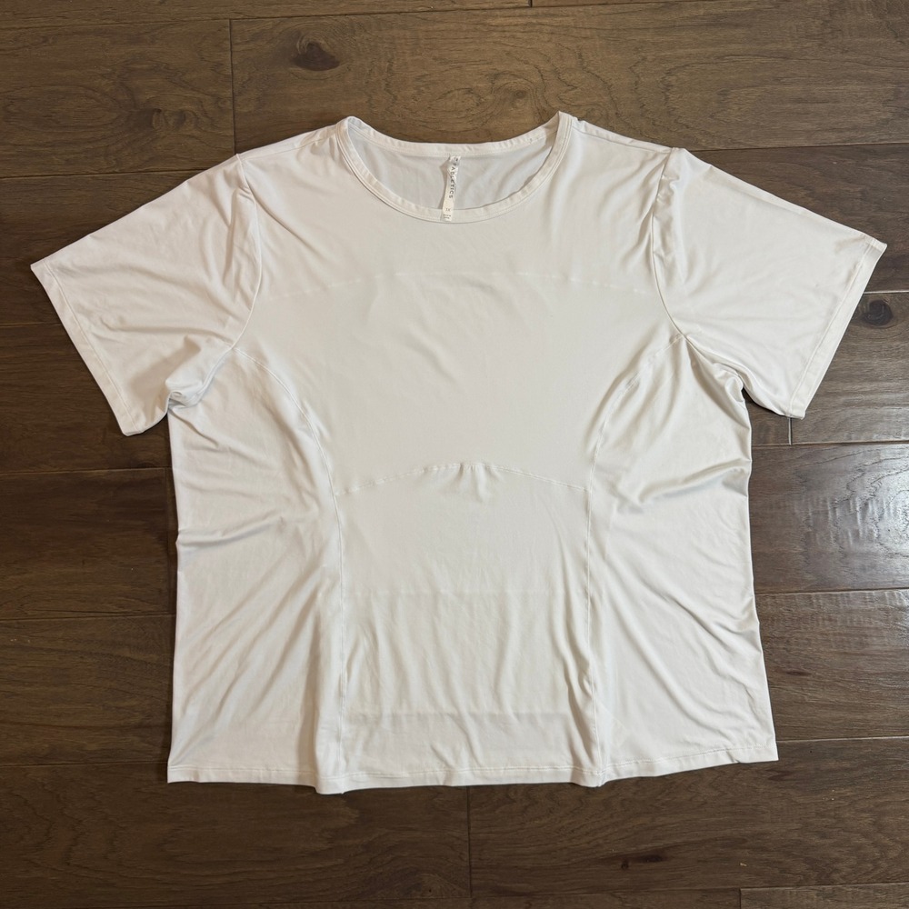 Fabletics Womens 3X‎ White Short Sleeve Activewear Tee Back Zip Pocket SS2148184